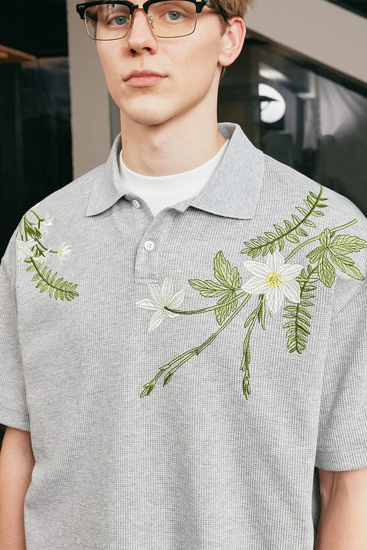 Embroidered Floral Wreath loose Polo