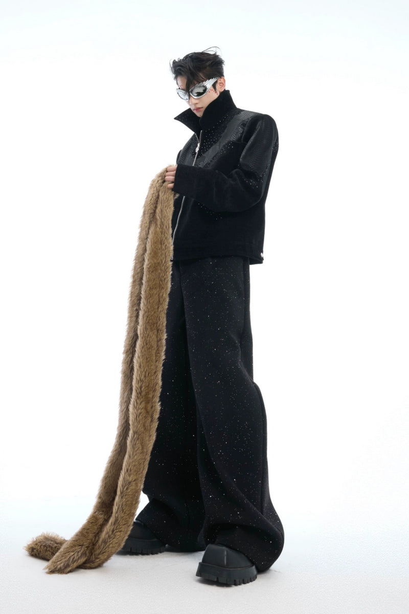 Sequin High-Waist Wide-Leg Trousers