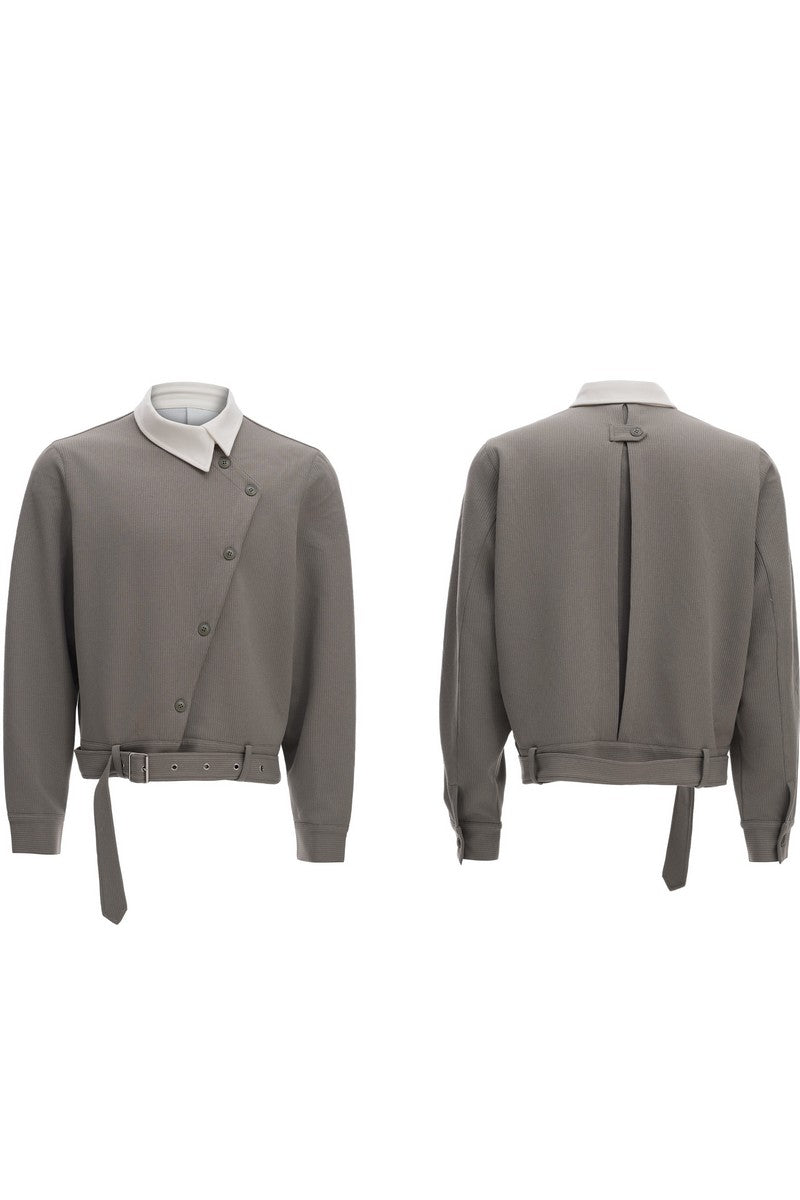 Asym Button Point Collar Jacket