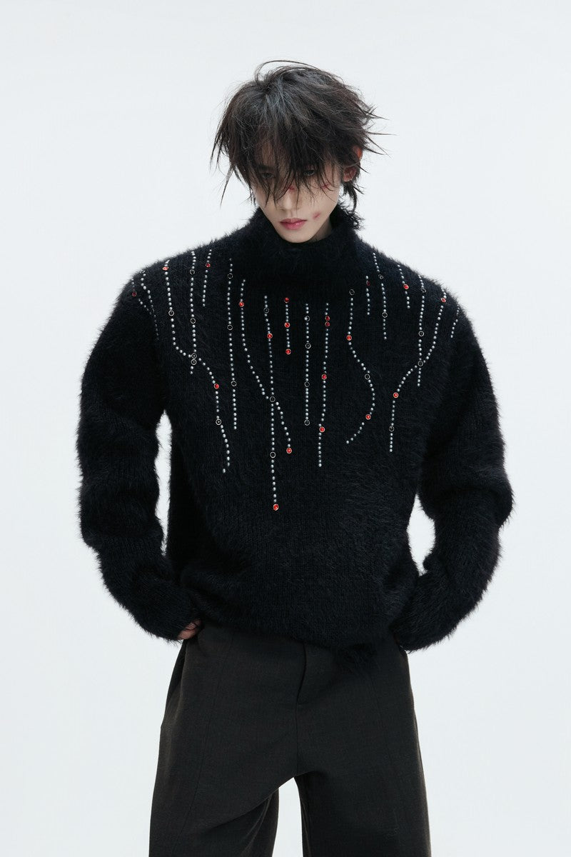 Embellished Cyber Turtleneck Sweater