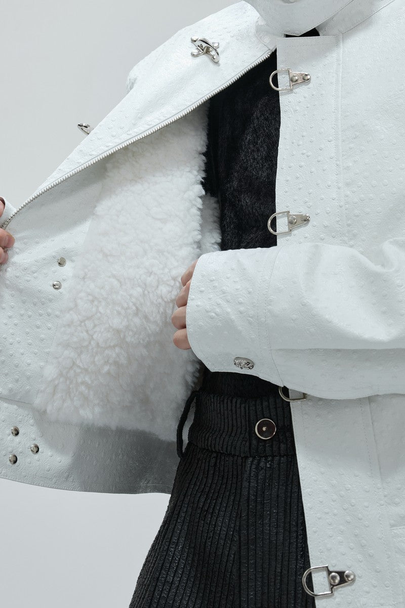 Ostrich Leather Lined Puffer Jacket
