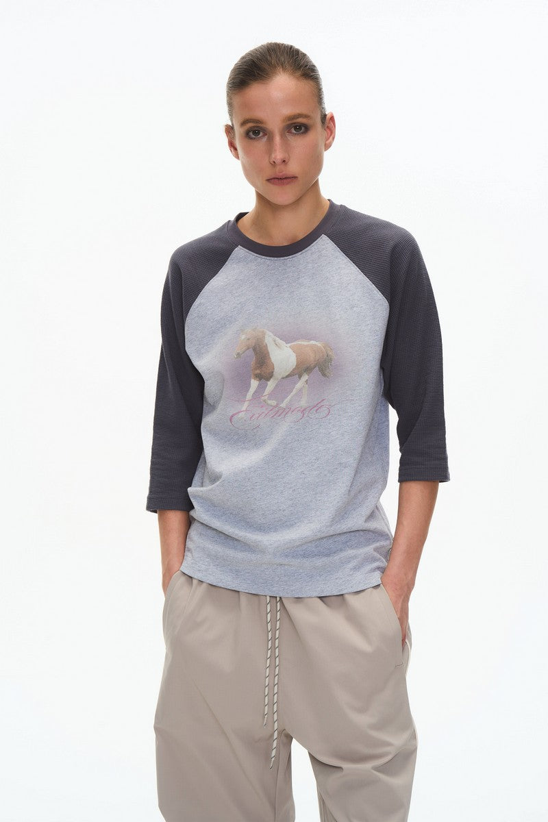 Waffle Three Quarter Raglan Tee