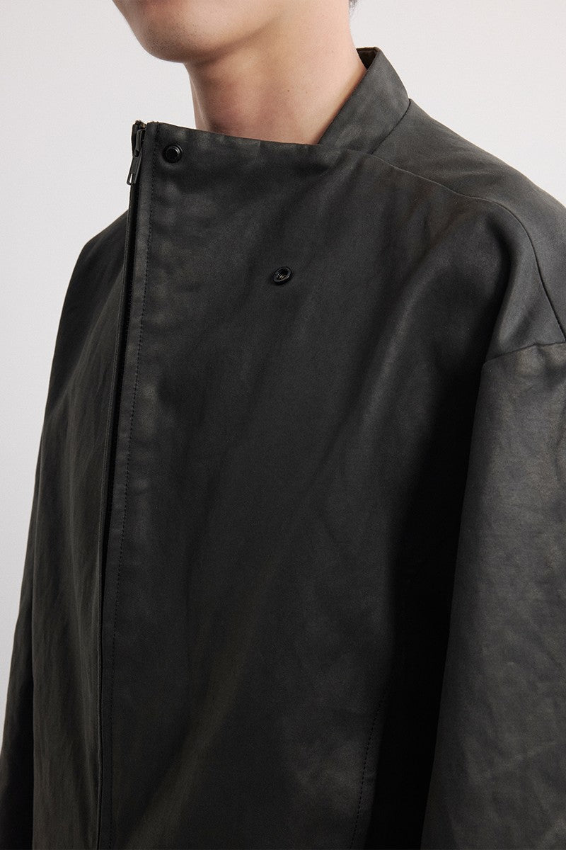 Structured Collar Leather Jacket