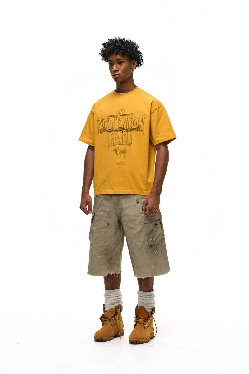 Distressed Dirty Wash Cargo Shorts