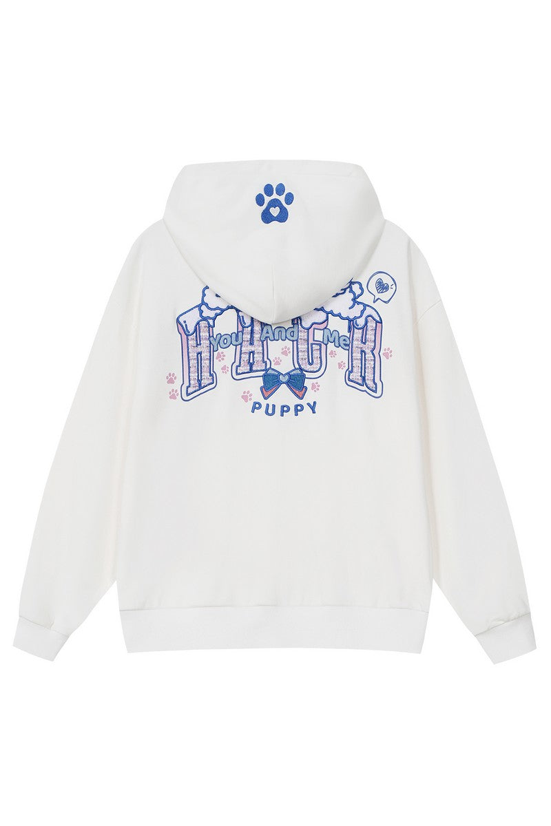 Plush Dog Embroidered Hoodie