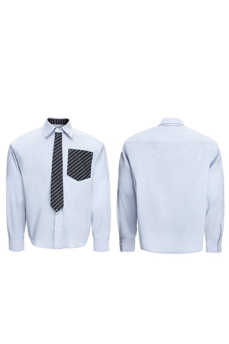 Layered Stripe Tie Shirt