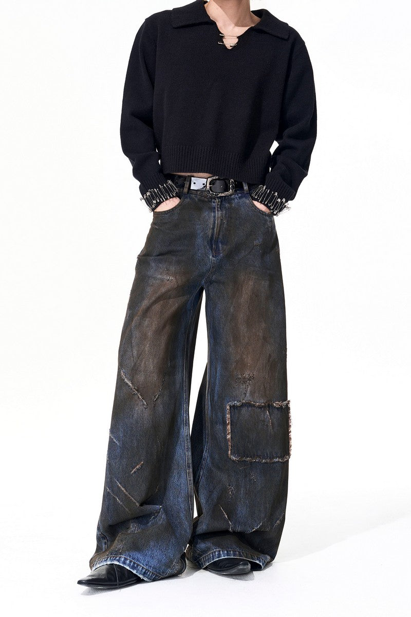 Distressed Dirty Wash Jeans