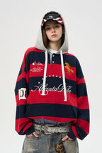 Striped Panel Hooded Tee