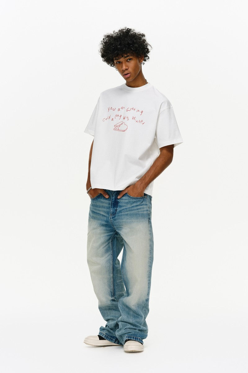 Washed Blue Vintage Straight Jeans