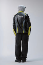 Embroidered Colorblock Biker Jacket