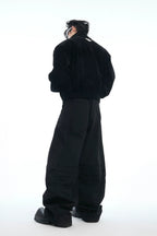 Double-Waist Layered Wide-Leg Trousers