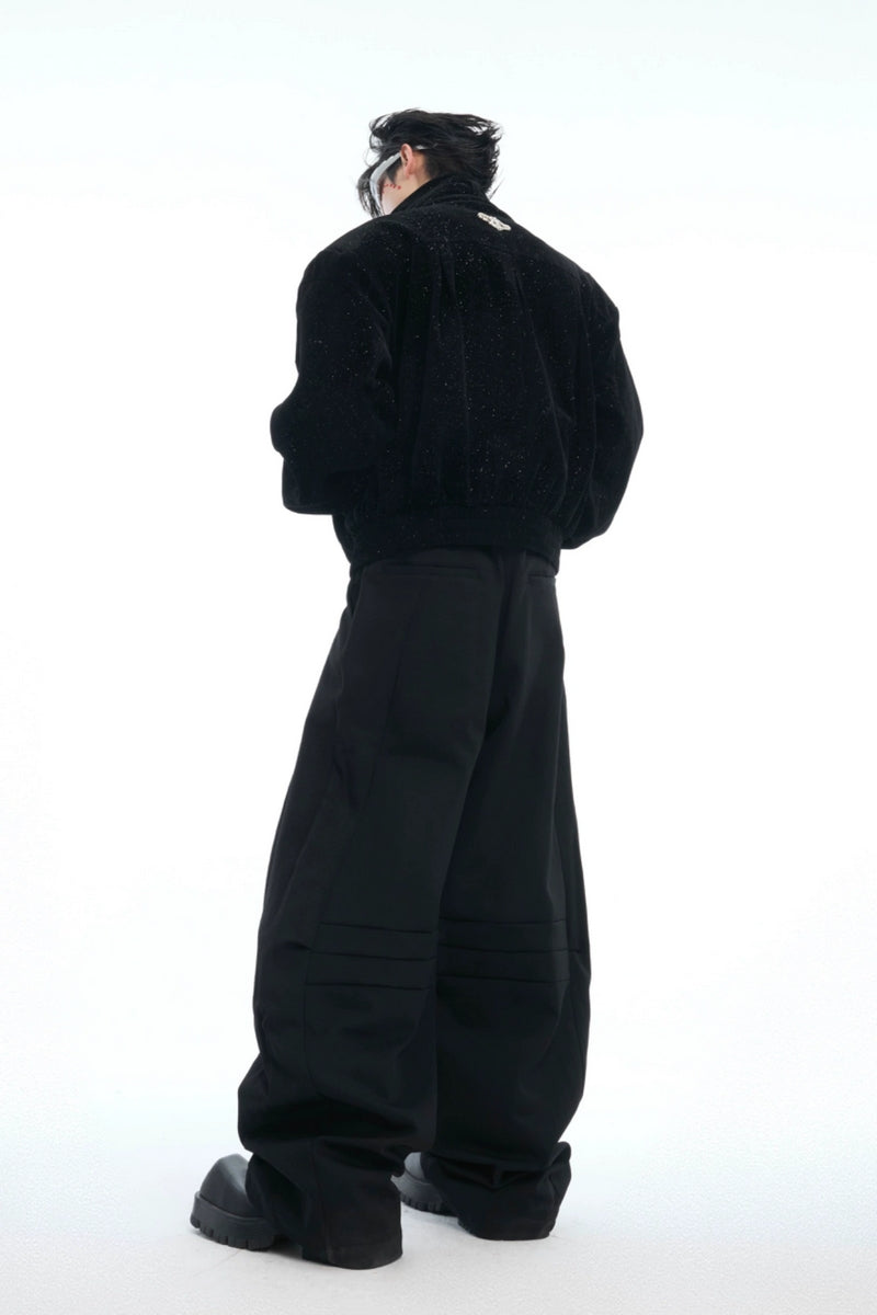 Double-Waist Layered Wide-Leg Trousers