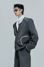 Colorblock Gem Button Tweed Jacket