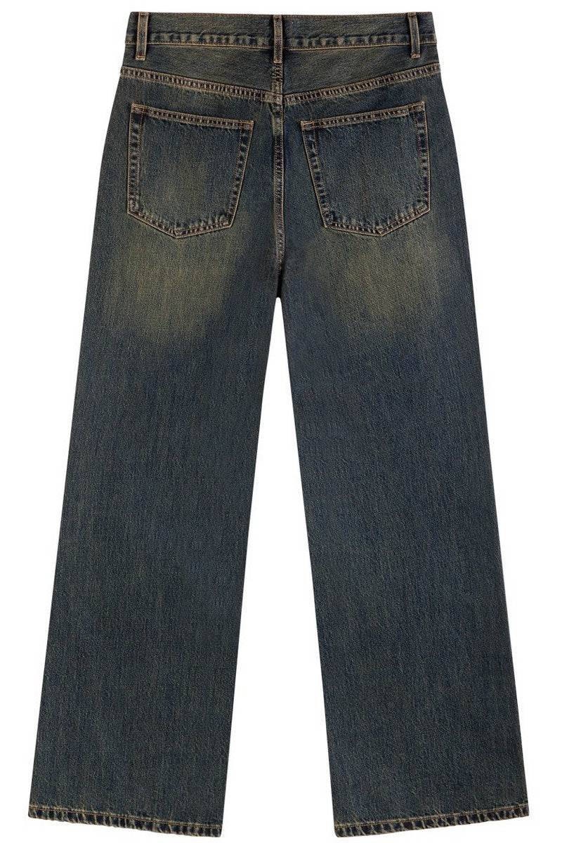 Washed Flare Whisker Jeans