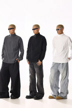 Grey Mock Neck Fleece Tee