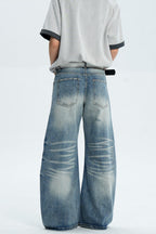 Destroyed Washed Wide Jeans