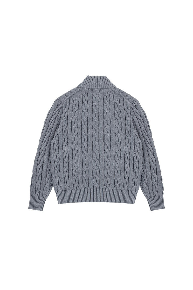 Cable Knit Half Zip Sweater