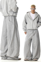 Grey Deconstructed Wide Sweatpants