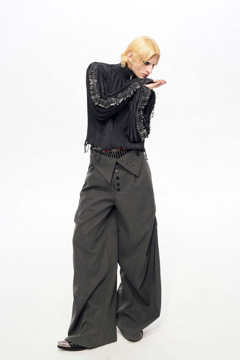 Distressed Pin Detail Knit Sweater