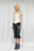 Vintage Gem Print Cropped Flares