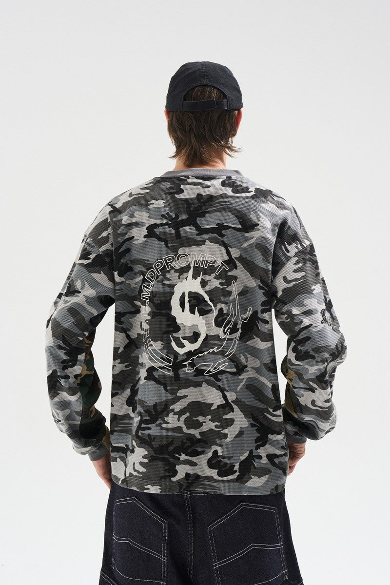Yin Yang Camo Print Long Sleeve Tee