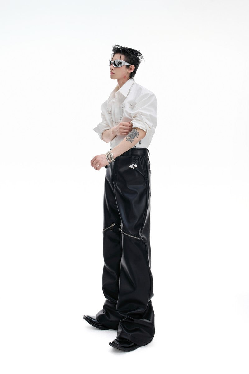 Matte Leather Zip Pants
