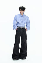 Striped Shoulder Pad Tie Shirt