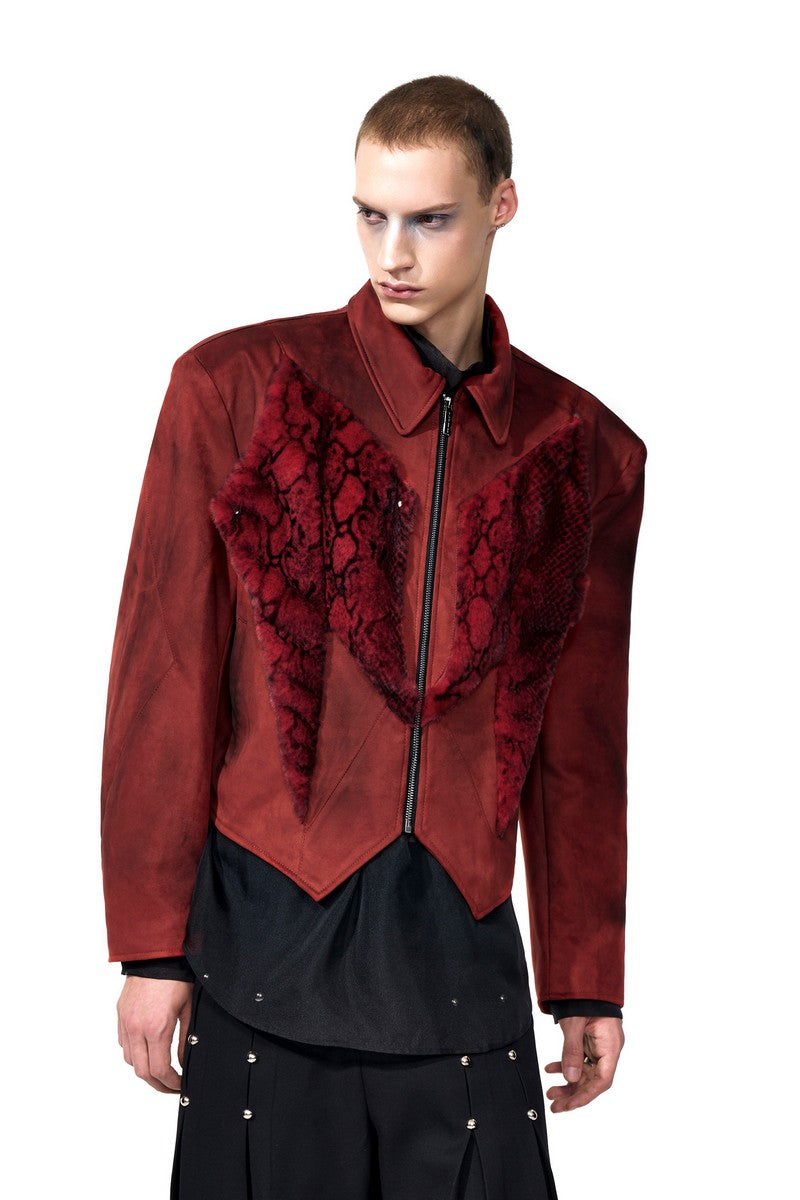 Snake Print Faux Fur Jacket