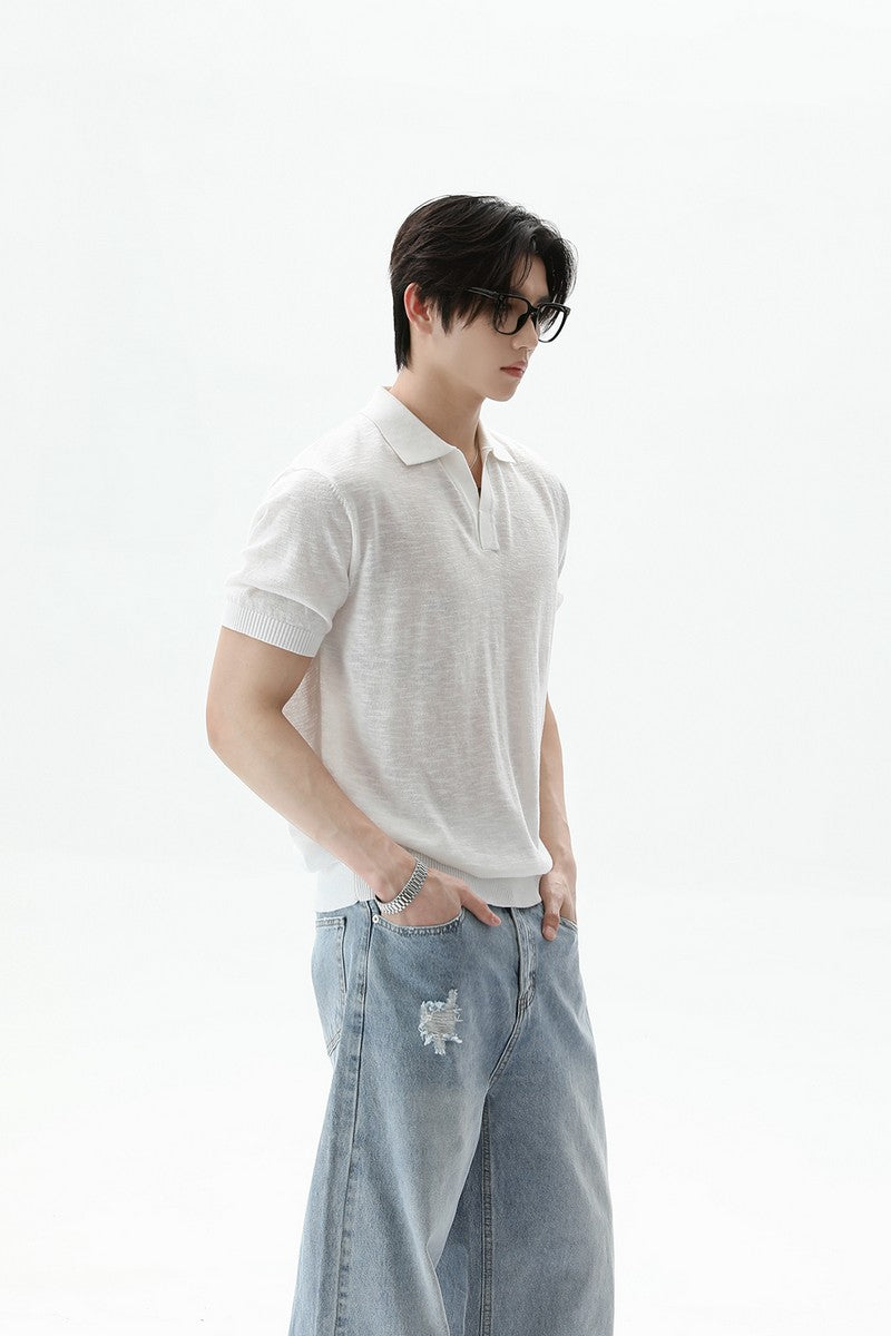 Textured V-Neck Lightweight Tee