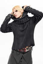 Distressed Pin Detail Knit Sweater