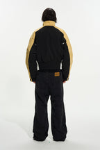 Colorblock Cropped Biker Jacket
