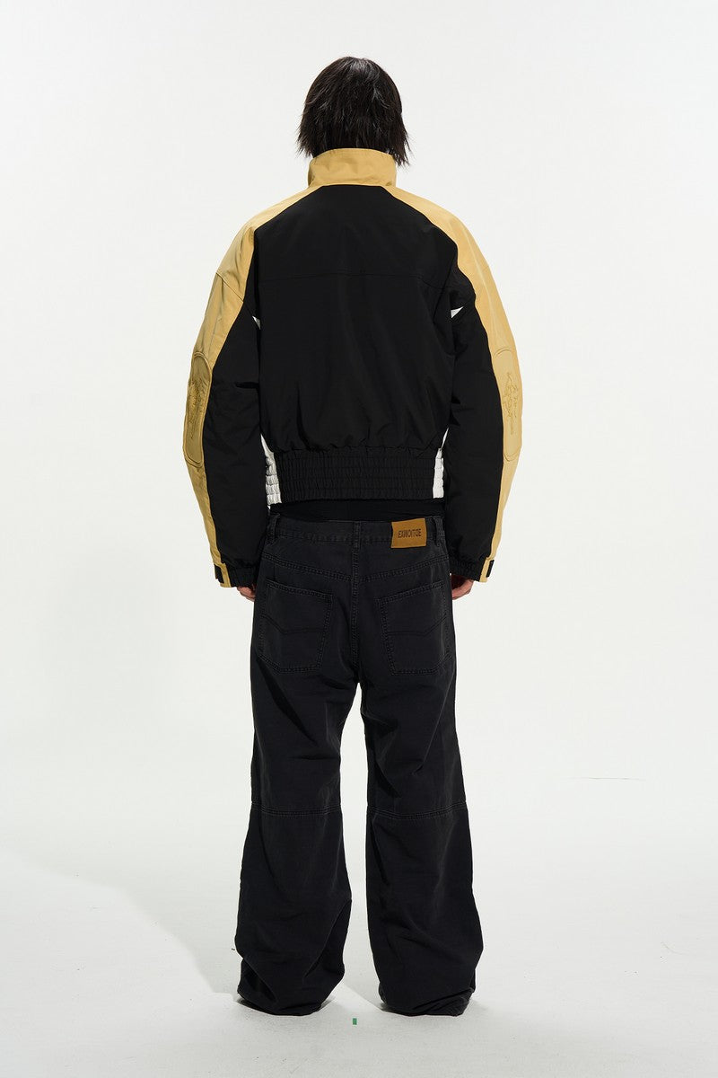 Colorblock Cropped Biker Jacket