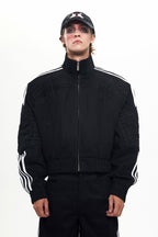 Striped Black Raw Denim Jacket