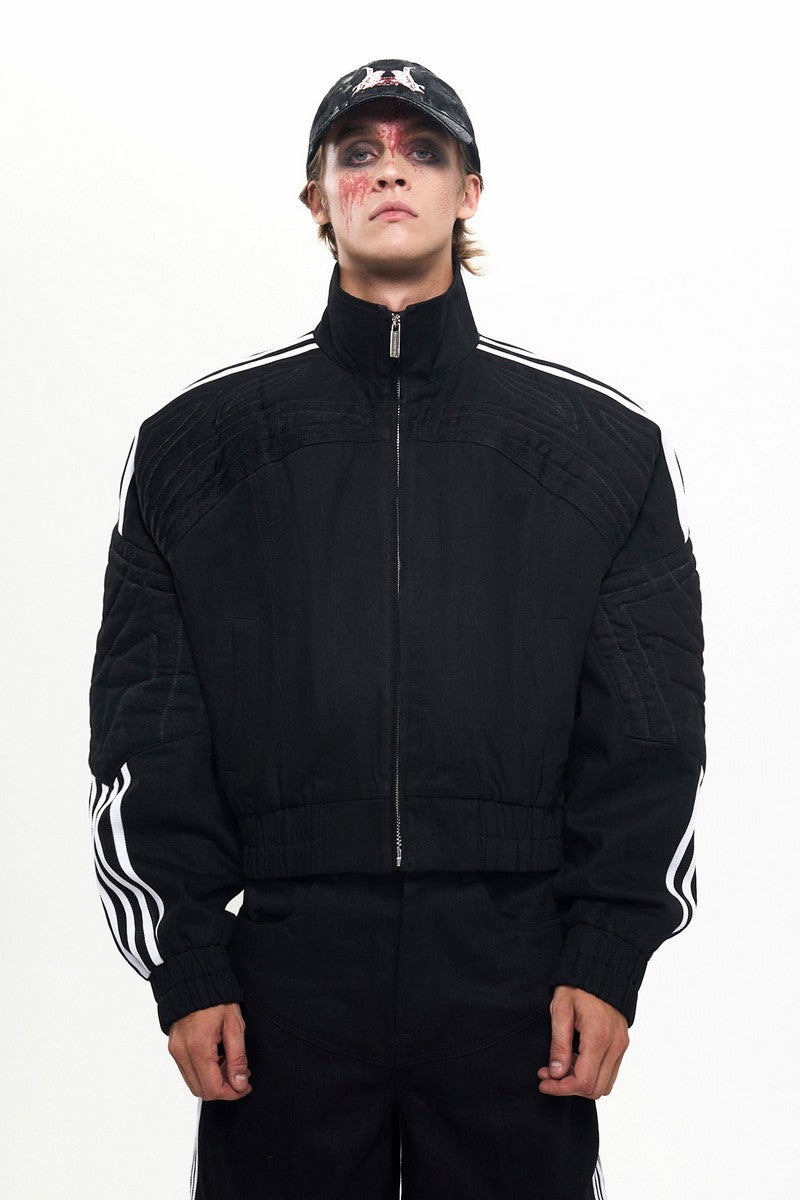Striped Black Raw Denim Jacket