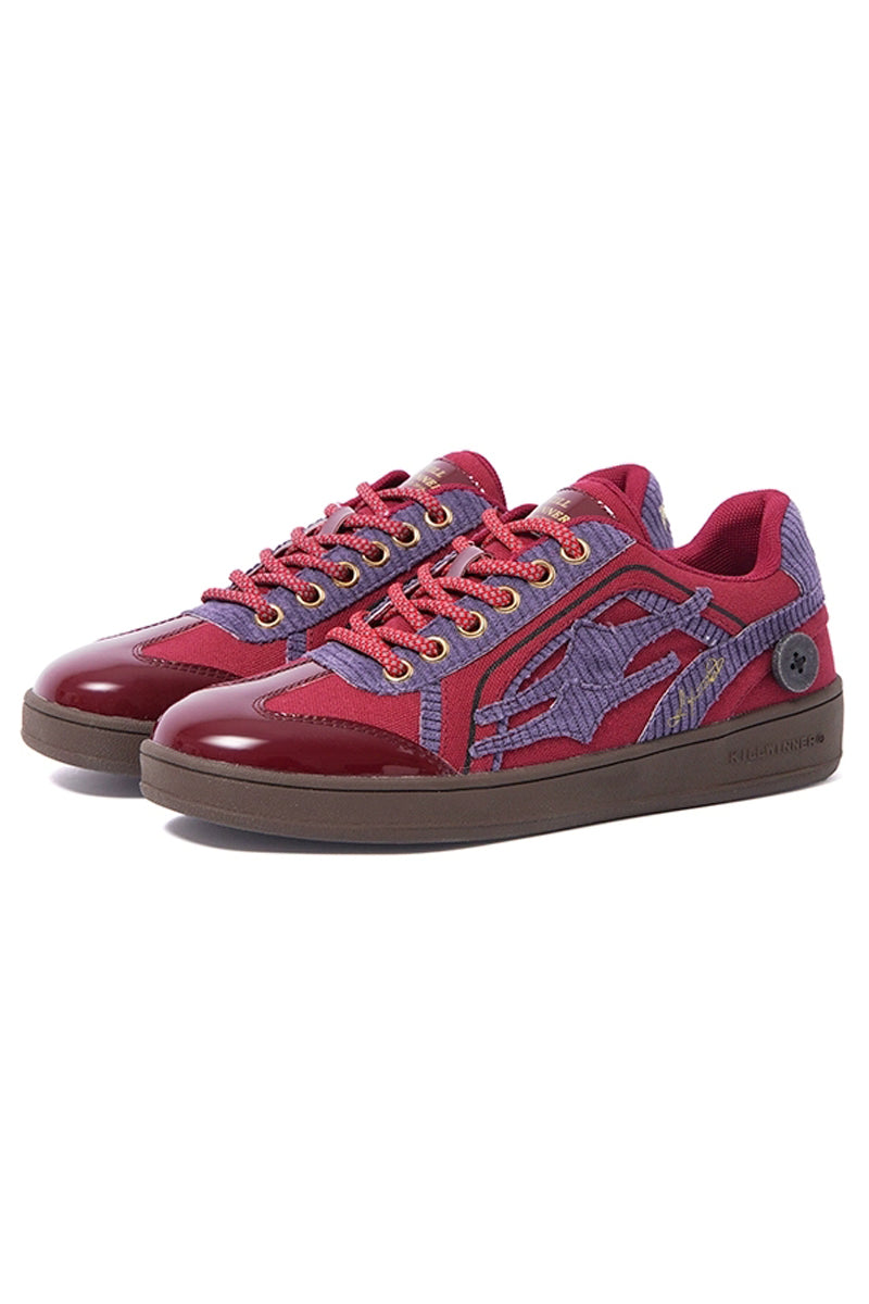Coral Red Retro Trainer Sneakers