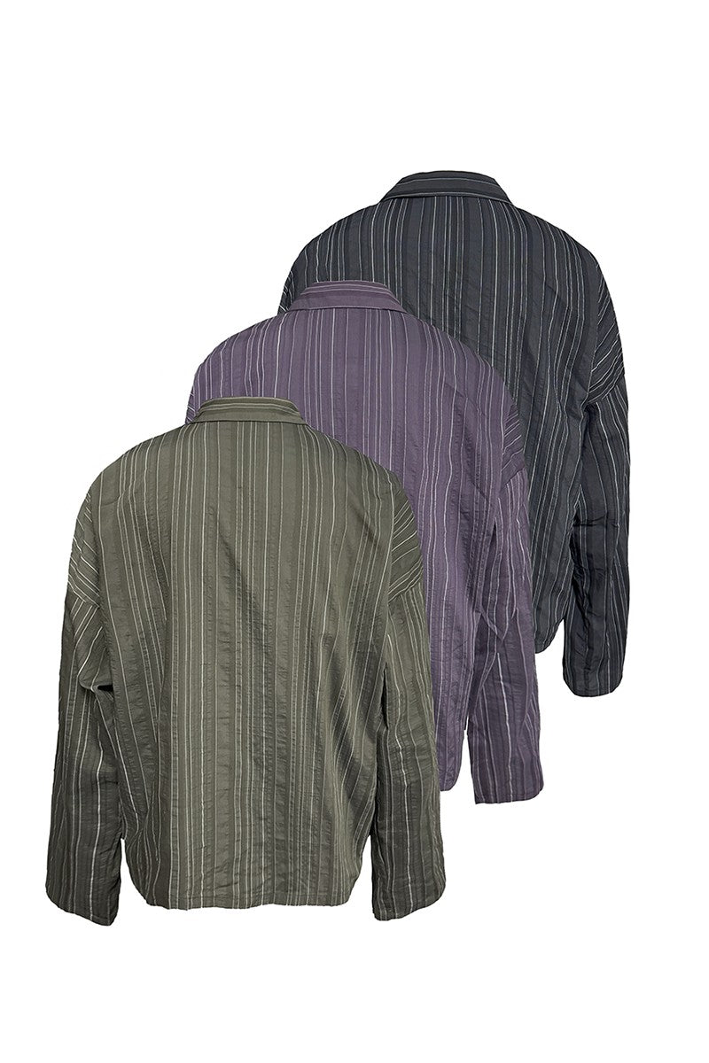 Textured Striped Overshirt