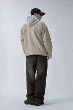 Washed Patchwork Moto Leather Jacket