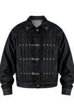Studded Pleated Denim Jacket