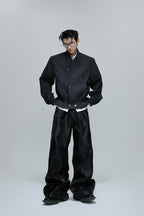 Striped Cropped Button Jacket