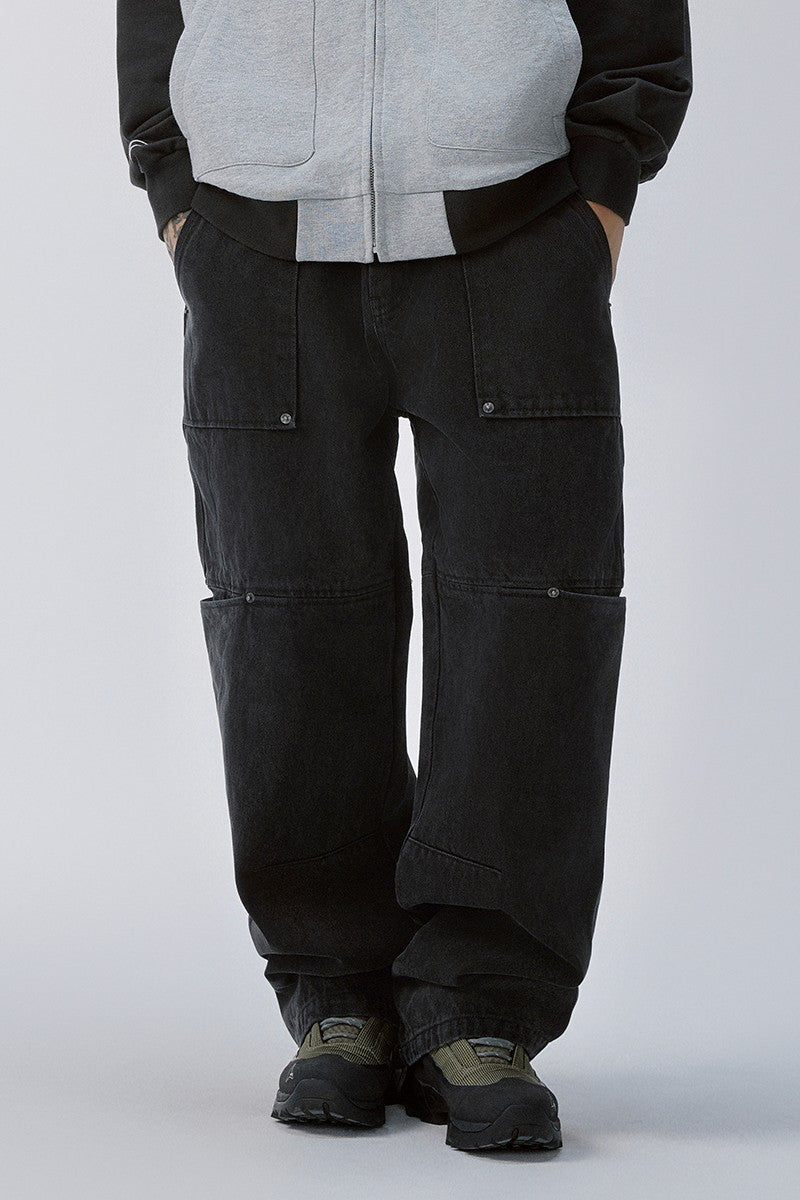 Washed Multi Pocket Cargo Jeans