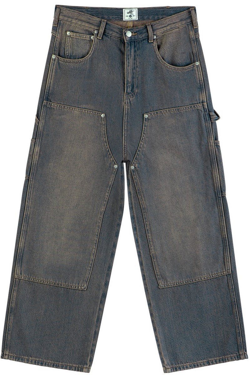 Washed Flare Work Jeans