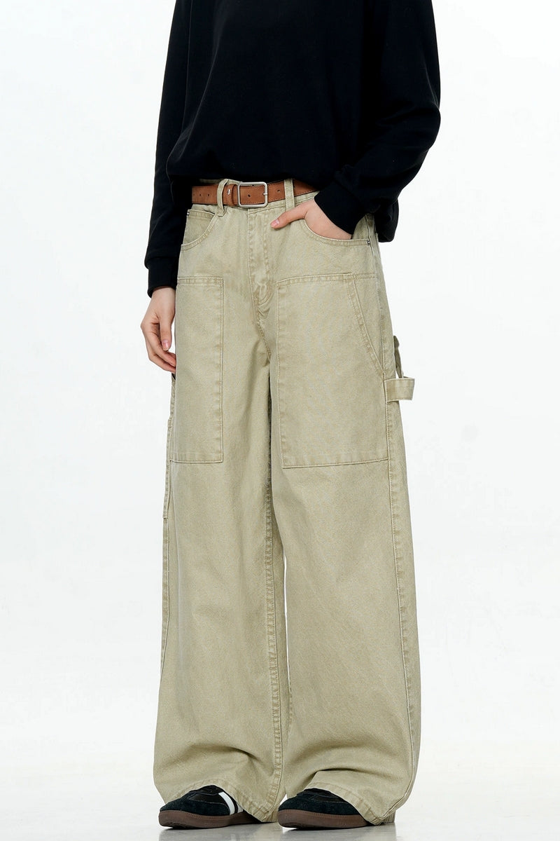 Patchwork Wide-Leg Cargo Pants