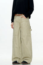 Patchwork Wide-Leg Cargo Pants