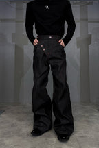 Black Flared Raw Jeans
