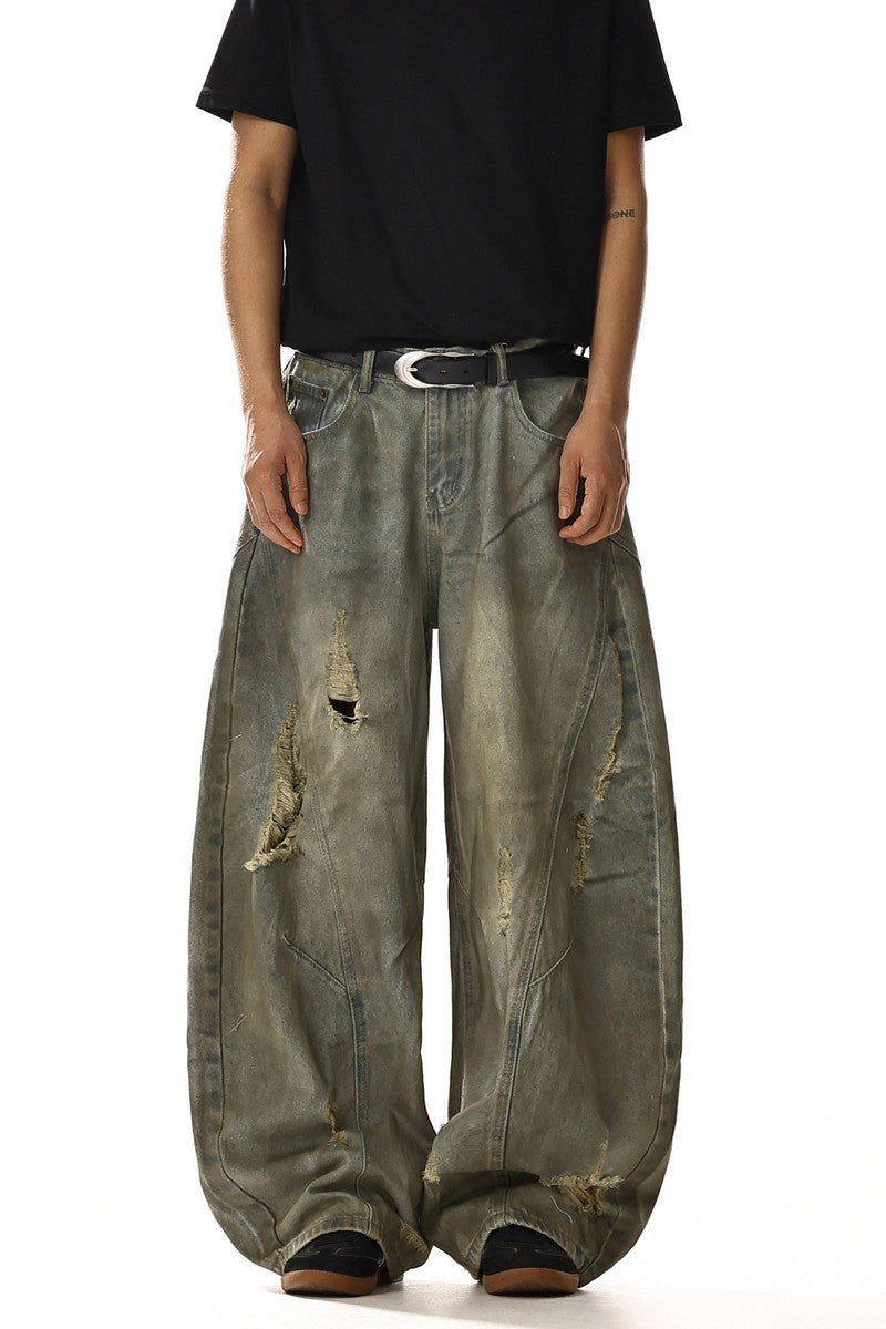 Vintage Washed Distressed Blade Jeans