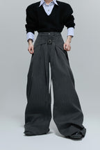 Deconstructed Striped Wide Leg Trousers