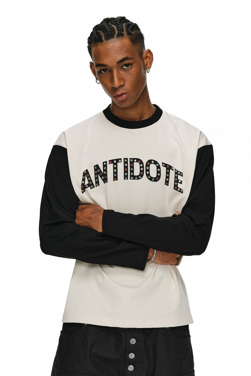 Rhinestone Raglan Long Sleeve Tee