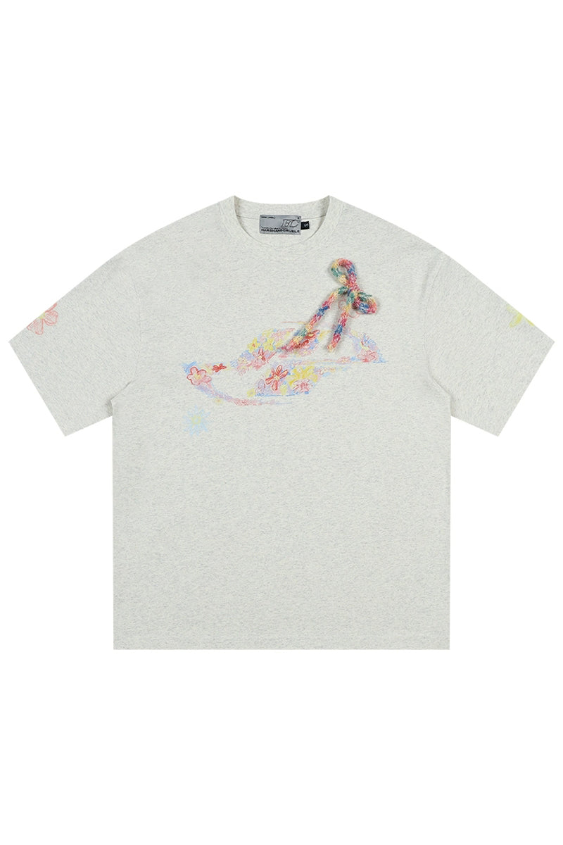 Crayon Floral Bowknot T-Shirt