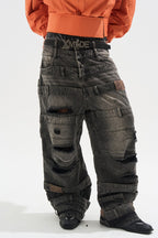 Washed Grey Baggy Jeans