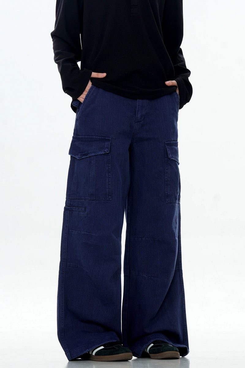 Textured Multi-Pocket Cargo Pants